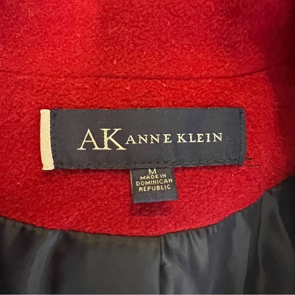Anne Klein Vibrant Red Pea Coat Size Medium EUC - Picture 4 of 6